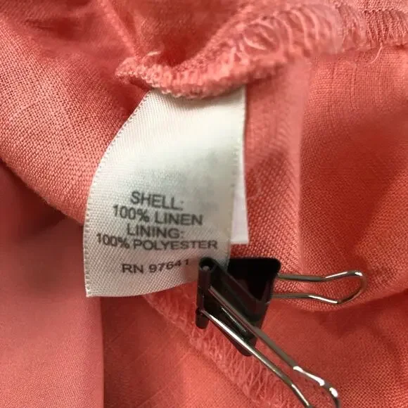 J Jill womens 8 peach orange short cap sleeve maxi linen dress minimalist travel - Picture 7 of 11